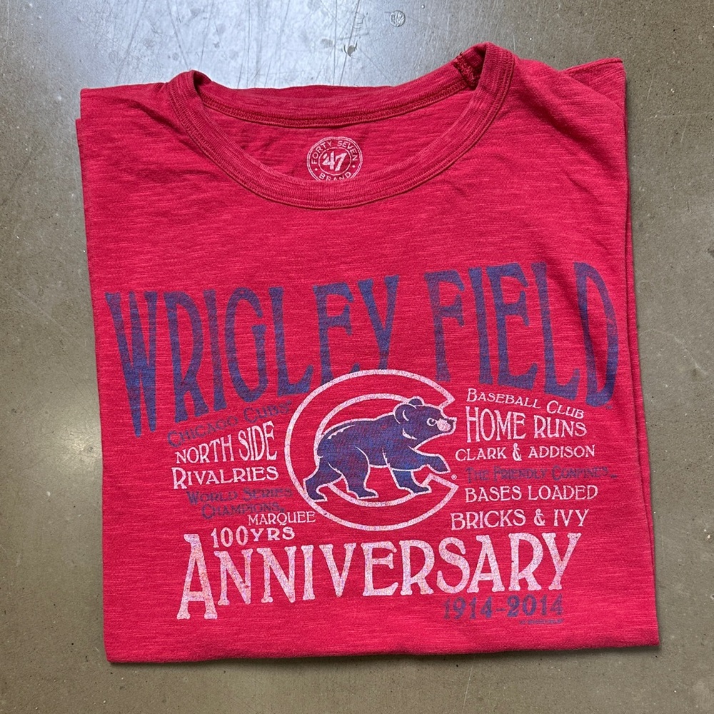 Wrigley Field Anniversary Chicago Cubs Red Graphic Tee